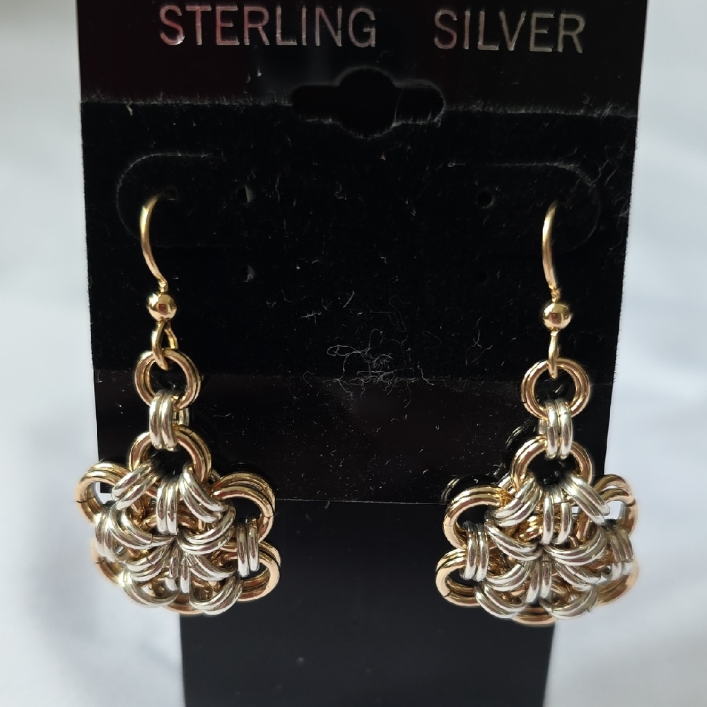 Elegant Gold and Silver Sterling Silver Handmade Earrings